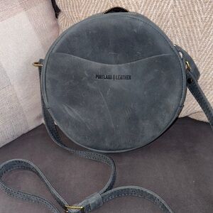 Portland leather round crossbody